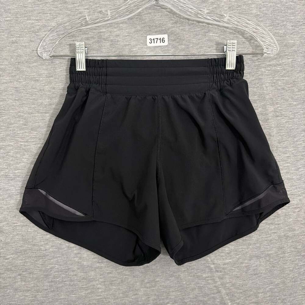 Lululemon Women’s Size 4 Black Hotty Hot High Rise 4" Inseam Shorts